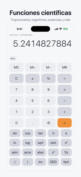 Calcula's scientific functions